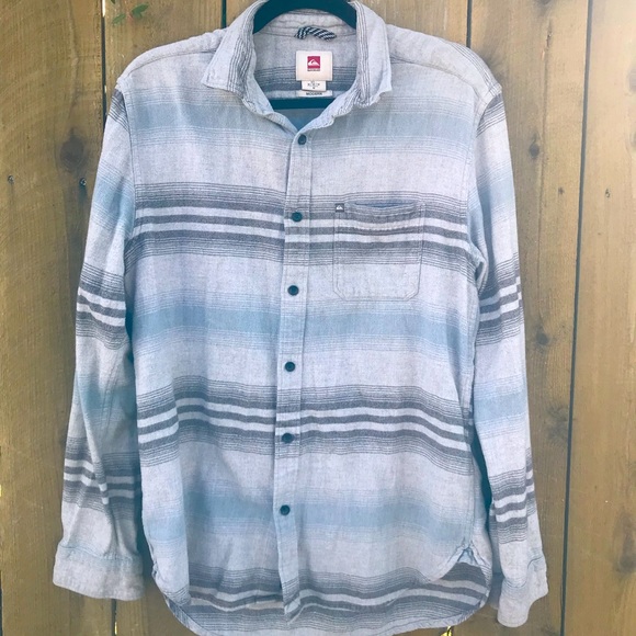 Mens M Quiksilver blue & grey striped flannel. - Picture 1 of 4